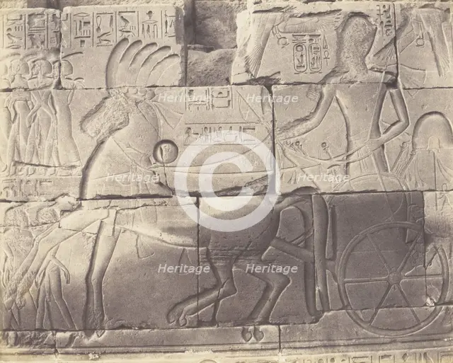 Karnak (Thèbes), Enciente du Palais - Détailes de Sculptures au Point N, 1851-52, printed 1853-54. Creator: Félix Teynard.