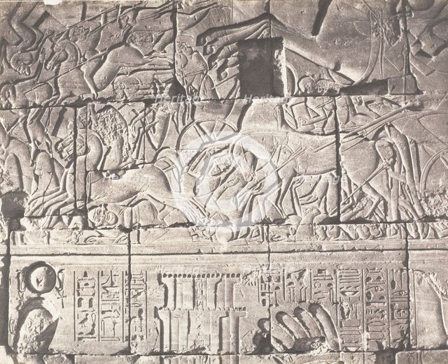 Karnak (Thèbes), Enciente du Palais - Détails de Sculptures au Point O, 1851-52, printed 1853-54. Creator: Félix Teynard.