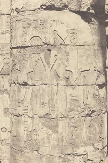 Karnak (Thèbes), Palais--Salle hypostyle--Colonnade Centrale--Décoration d'un Fut, 1853. Creator: Félix Teynard