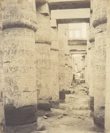 Karnak (Thèbes), Palais - Salle Hypostyle - Fenêtre et Chapiteaux des ..., 1851-52, printed 1853-54. Creator: Félix Teynard
