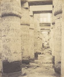 Karnak (Thèbes), Palais - Salle Hypostyle - Fenêtre et Chapiteaux des ..., 1851-52, printed 1853-54. Creator: Félix Teynard