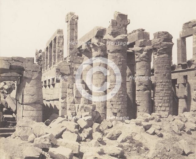 Karnak (Thèbes), Palais - Salle Hypostyle - Vue Générale Prise du Point Q, 1851-52, printed 1853-54. Creator: Félix Teynard.