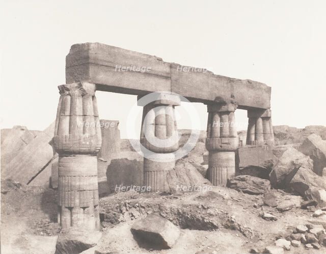Karnak (Thèbes), Palais - Partie Posterieure - Fragment de Colonnades ..., 1851-52, printed 1853-54. Creator: Félix Teynard.