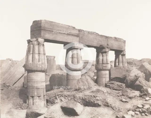 Karnak (Thèbes), Palais - Partie Posterieure - Fragment de Colonnades ..., 1851-52, printed 1853-54. Creator: Félix Teynard.