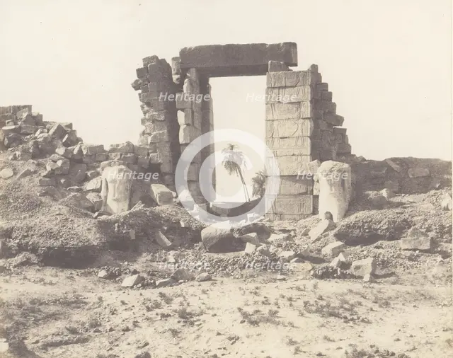 Karnak (Thèbes), Premier Pylône - Ruines de la Porte et des Colosses, ..., 1851-52, printed 1853-54. Creator: Félix Teynard.