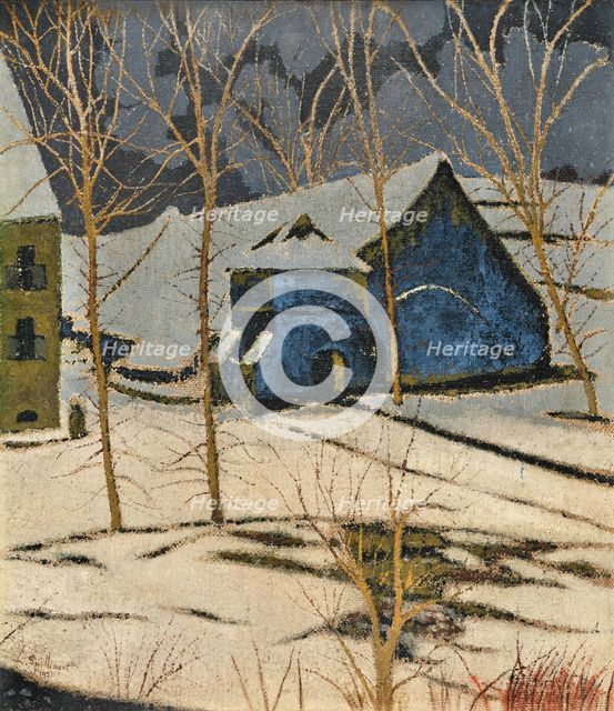 Karreveld with blue facade under snow, 1921. Creator: Leon Spilliaert.