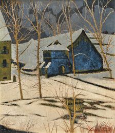 Karreveld with blue facade under snow, 1921. Creator: Leon Spilliaert