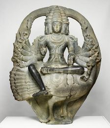 Karttikeya, Commander of the Divine Army, Seated on a Peacock, Ganga Period, about 12th cent. Creator: Unknown