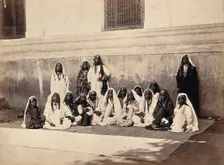 Kashmiri women in traditional dress: group portrait, c1900. Creator: Unknown