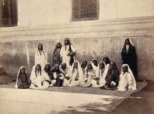 Kashmiri women in traditional dress: group portrait, c1900. Creator: Unknown