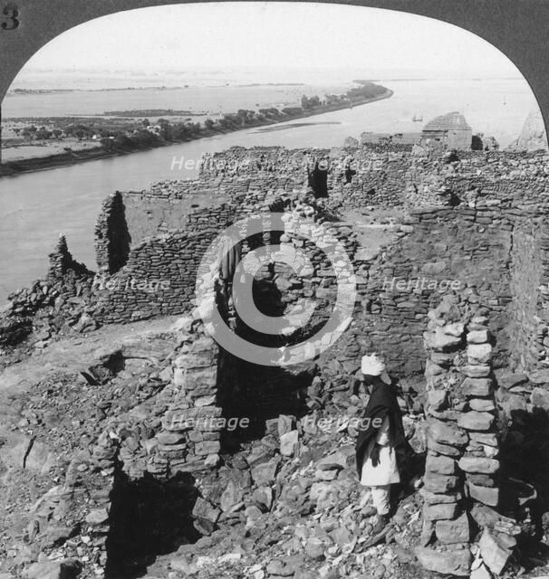 'Kasr (Qasr) Ibrim and a view down the Nile in Nubia, Egypt', 1905.Artist: Underwood & Underwood