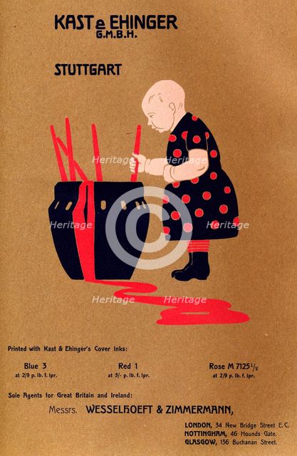 'Kast & Ehinger G.M.B.H., Stuttgart - printed with Blue 3, Red 1 and Rose M 7125 1/2', 1909. Creator: Unknown.
