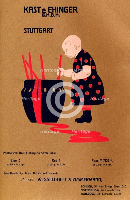 'Kast & Ehinger G.M.B.H., Stuttgart - printed with Blue 3, Red 1 and Rose M 7125 1/2', 1909. Creator: Unknown.