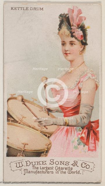Kettle Drum, from the Musical Instruments series (N82) for Duke brand cigarettes, 1888., 1888. Creator: Schumacher & Ettlinger.