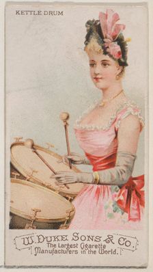 Kettle Drum, from the Musical Instruments series (N82) for Duke brand cigarettes, 1888., 1888. Creator: Schumacher & Ettlinger