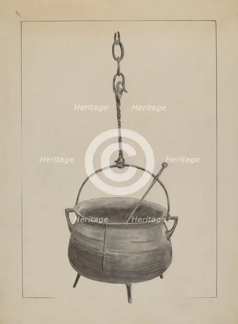 Kettle with Spoon, c. 1935. Creator: Benjamin Resnick.