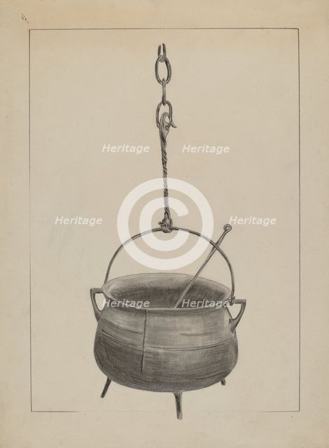 Kettle with Spoon, c. 1935. Creator: Benjamin Resnick.