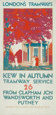 Kew in Autumn London County Council (LCC) Tramways poster, 1925. Artist: Leslie Porter