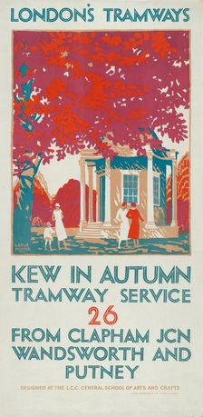 Kew in Autumn London County Council (LCC) Tramways poster, 1925. Artist: Leslie Porter