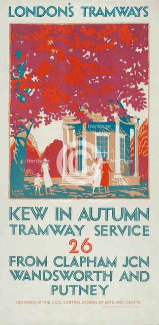 'Kew in Autumn', London County Council (LCC) Tramways poster, 1925. Artist: Leslie Porter