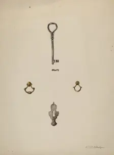 Key-Escutcheon-Drawer Pull, c. 1937. Creator: Kurt Melzer