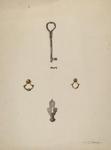 Key-Escutcheon-Drawer Pull, c. 1937. Creator: Kurt Melzer