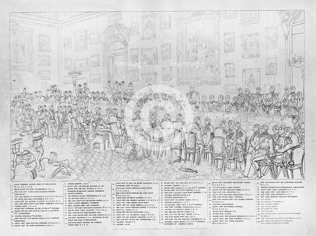 Key to an engraving of 'The Banquet after the Battle of Waterloo', c1815. Artist: William Greatbach.