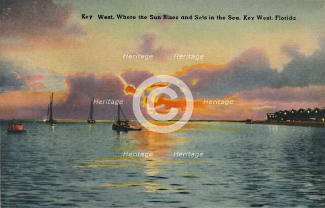 'Key West. Where the Sun Rises and Sets in the Sea, Key West, Florida', c1940s. Artist: Unknown.