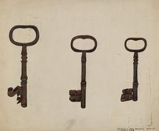 Keys to John Marshall House, c. 1937. Creator: Edna C. Rex
