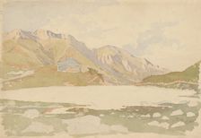 Kezmarska cottage above Belianské Tatras, 1875-1880. Creator: Eugen Wallachy
