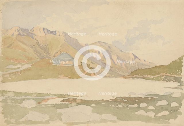 Kezmarska cottage above Belianské Tatras, 1875-1880. Creator: Eugen Wallachy.