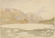 Kezmarska cottage above Belianské Tatras, 1875-1880. Creator: Eugen Wallachy