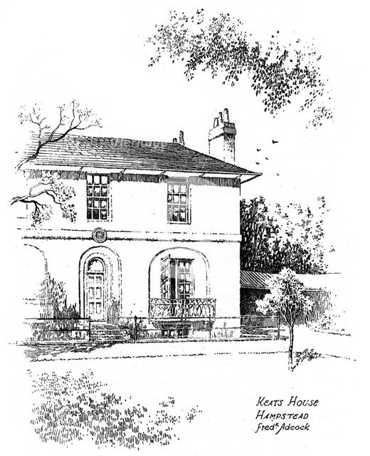 Keats House, Hampstead, London, 1912.Artist: Frederick Adcock
