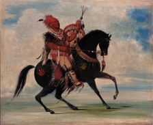 Kee-o-kúk, The Watchful Fox, Chief of the Tribe, on Horseback, 1835. Creator: George Catlin