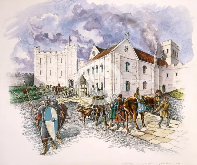 Keep and Palace, Old Sarum, Wiltshire, c1130, (1994). Artist: Peter Dunn