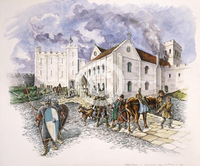 Keep and Palace, Old Sarum, Wiltshire, c1130, (1994). Artist: Peter Dunn