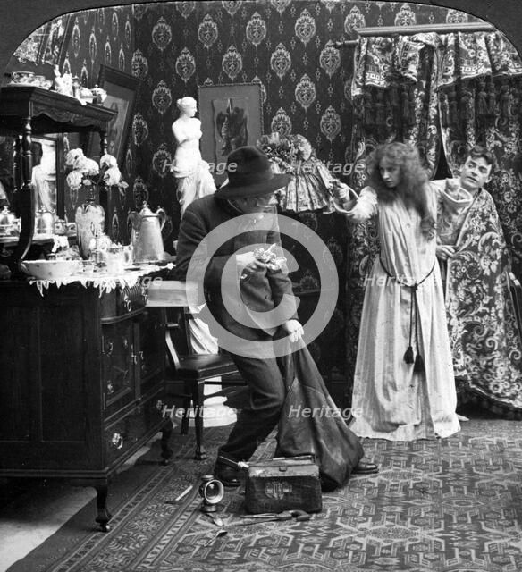 'Keep Him Covered Mary, I'll Call the Police'.Artist: American Stereoscopic Company