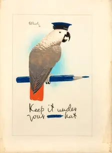 Keep it under your - hat World War II poster, 1941. Creators: Central Office of Information, Patrick Keely