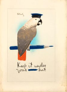 Keep it under your - hat World War II poster, 1941. Creators: Central Office of Information, Patrick Keely