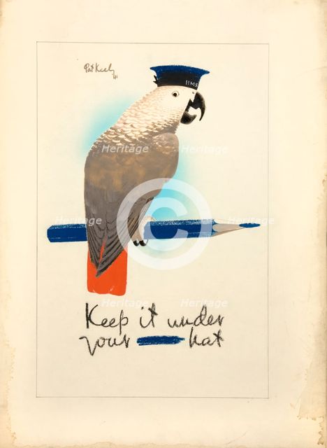 'Keep it under your - hat', World War II poster, 1941. Creators: Central Office of Information, Patrick Keely.