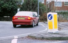 Keep left bollard.Road junction