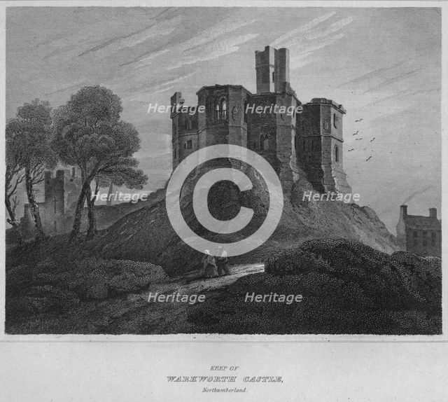 'Keep of Warkworth Castle, Northumberland', 1814. Artist: John Greig.