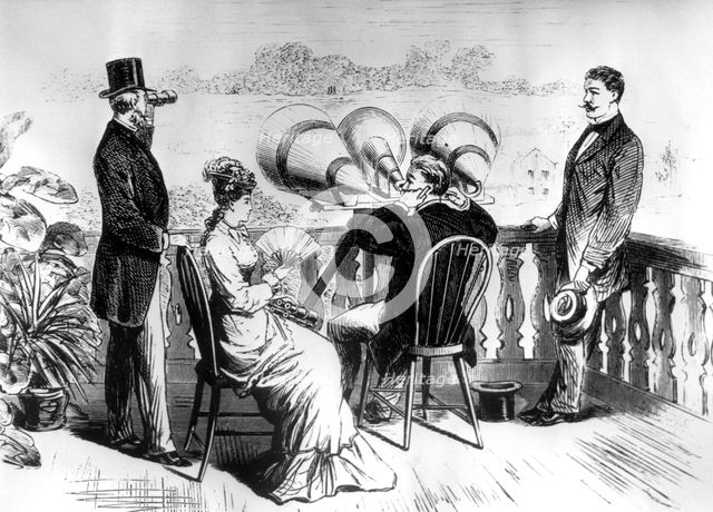 Keeping  in touch with Edison's aerophone, c1878. Creator: Unknown.