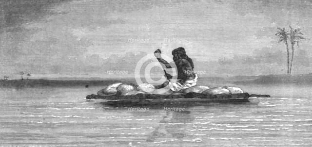 'Kelek, or raft of inflated skins, on the Tigris; Journeyings in Mesopotamia', 1875. Creator: Unknown.