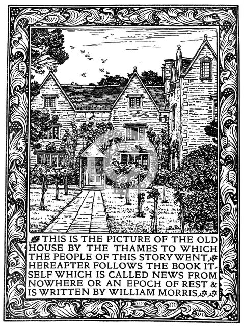 Kelmscott Manor, Gloucestershire, frontispiece to News from Nowhere, c1892 (1901).Artist: William Morris