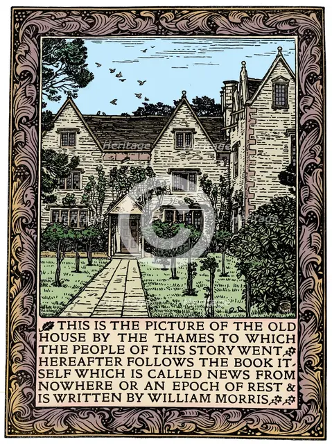 Kelmscott Manor, Gloucestershire, frontispiece to News from Nowhere, c1892 (1901). Artist: William Morris.
