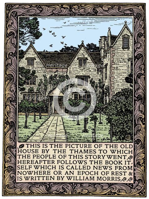 Kelmscott Manor, Gloucestershire, frontispiece to News from Nowhere, c1892 (1901). Artist: William Morris.