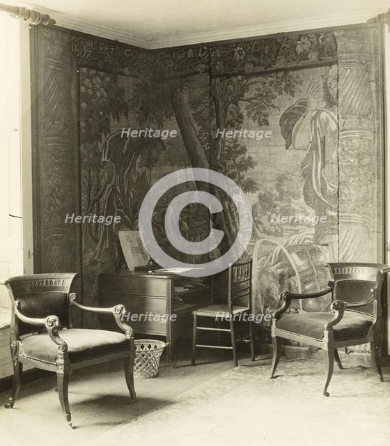 Kelmscott Manor: In the Tapestry Room, 1896. Creator: Frederick Henry Evans.