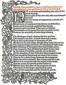 Kelmscott Press: Page from The Tale of Beowulf Printed in the Troy Type c.1895, (1914). Artist: William Morris