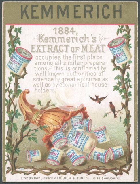 Kemmerich Meat extract, 1884. Artist: Unknown